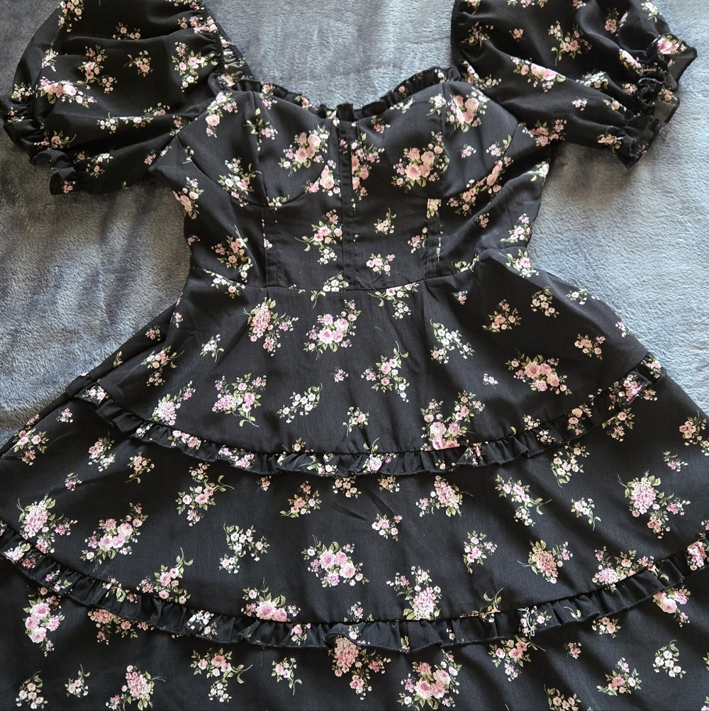 Inspired Hearts Black Floral Mini Dress